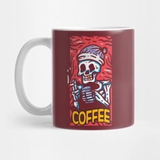 Smoking and coffee drinking skeleton Mug